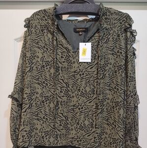 Sugarlips Olive Animal Print Blouse